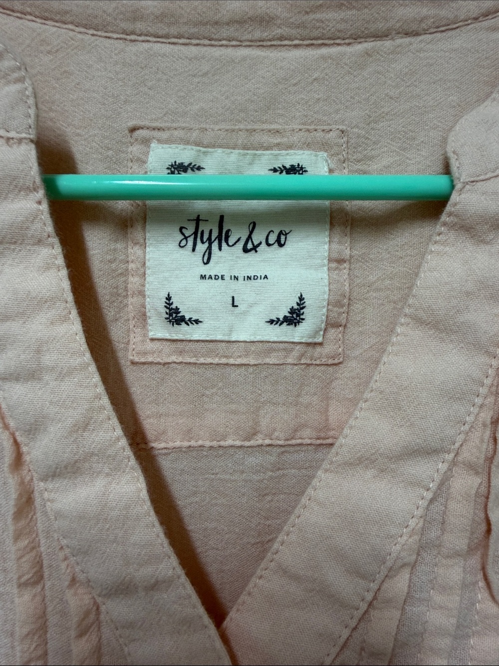 Style & Co. Blush Pink Embroidered Peasant Tunic - Picture 3 of 3